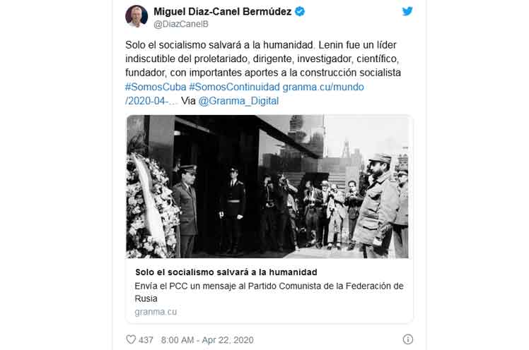 Destaca Presidente de Cuba aportes de Lenin al socialismo