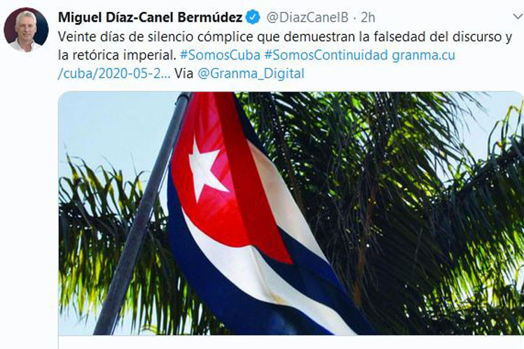 Presidente de Cuba denuncia 20 días de silencio cómplice de EE.UU.