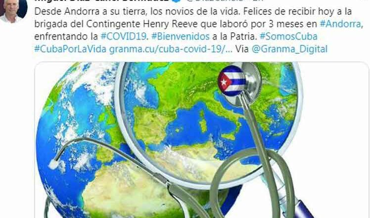 Presidente de Cuba saluda regreso al país de colaboradores en Andorra