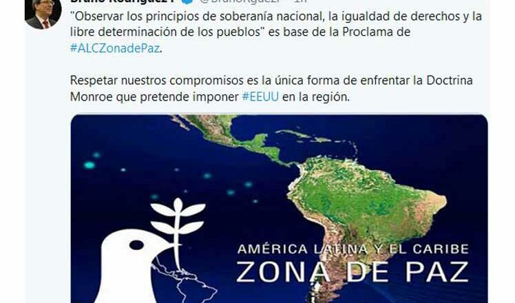 Cuba afirma necesidad de mantener a América Latina como zona de paz