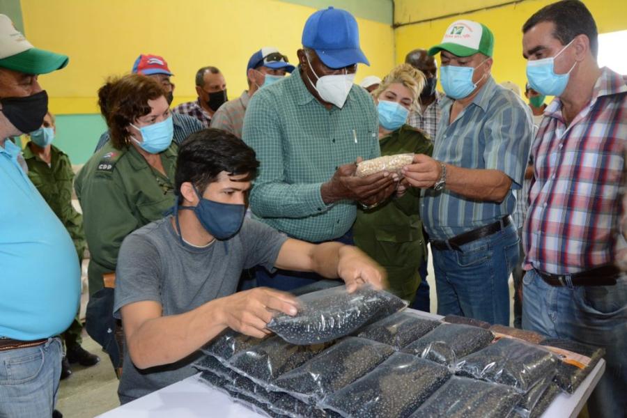 El Vicepresidente de la República Salvador Valdés Mesa visitó este jueves la planta de granos de Yaguajay y también áreas agrícolas en la empresa Valle del Caonao