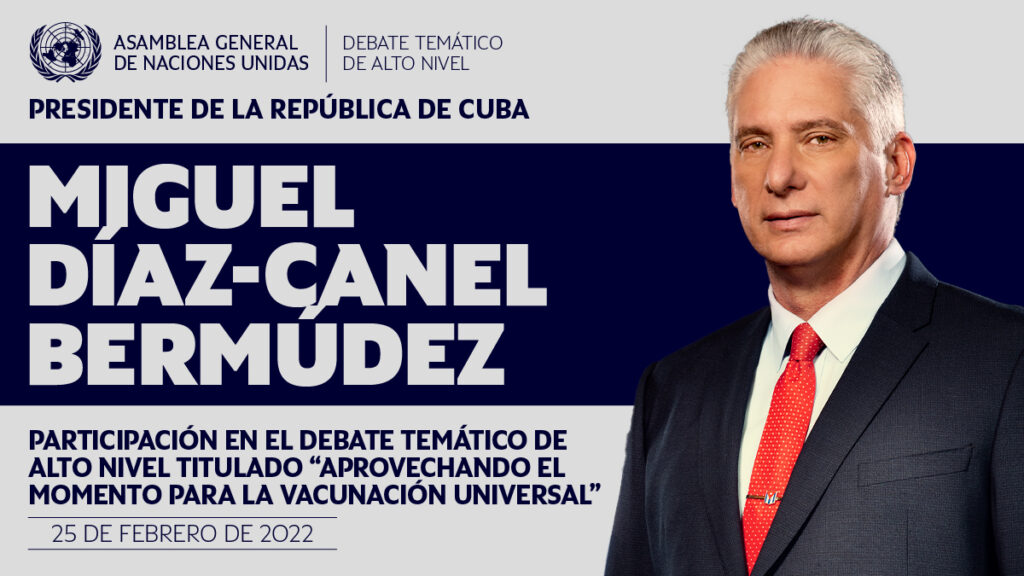 Diaz Canel en debate en ONU sobre vacunacion universal