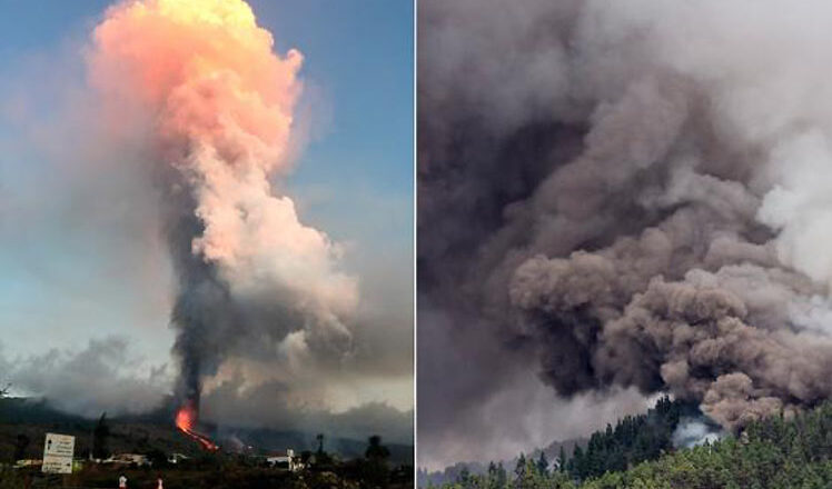 Cenizas volcánicas cubren inmuebles en La Palma, Canarias