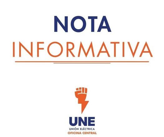 Unión Eléctrica informa disponibilidad de unidades y generación para hoy miércoles 27 de julio