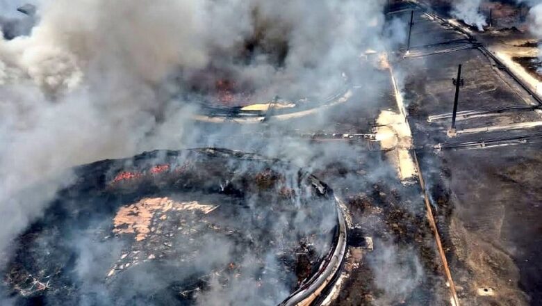 Combinación de espuma y agua apuntan a la extinción del incendio en Matanzas