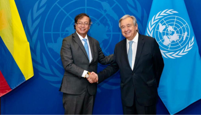 Presidente colombiano expone a Guterres esfuerzos por lograr la paz total