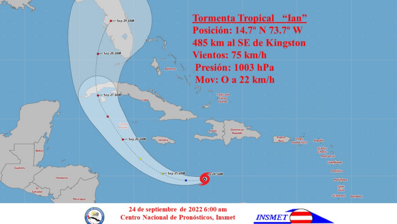 Tormenta tropical Ian avanza en el Caribe con posibilidades de llegar a huracán