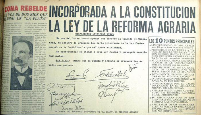 El presidente cubano rememoró firma de Ley de Reforma Agraria