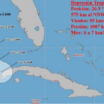 Depresión tropical con lento movimiento hacia el sur
