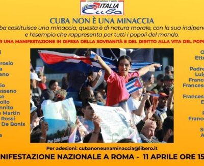 Cuba no es una amenaza: Asociación Italia-Cuba llama a protesta en Roma